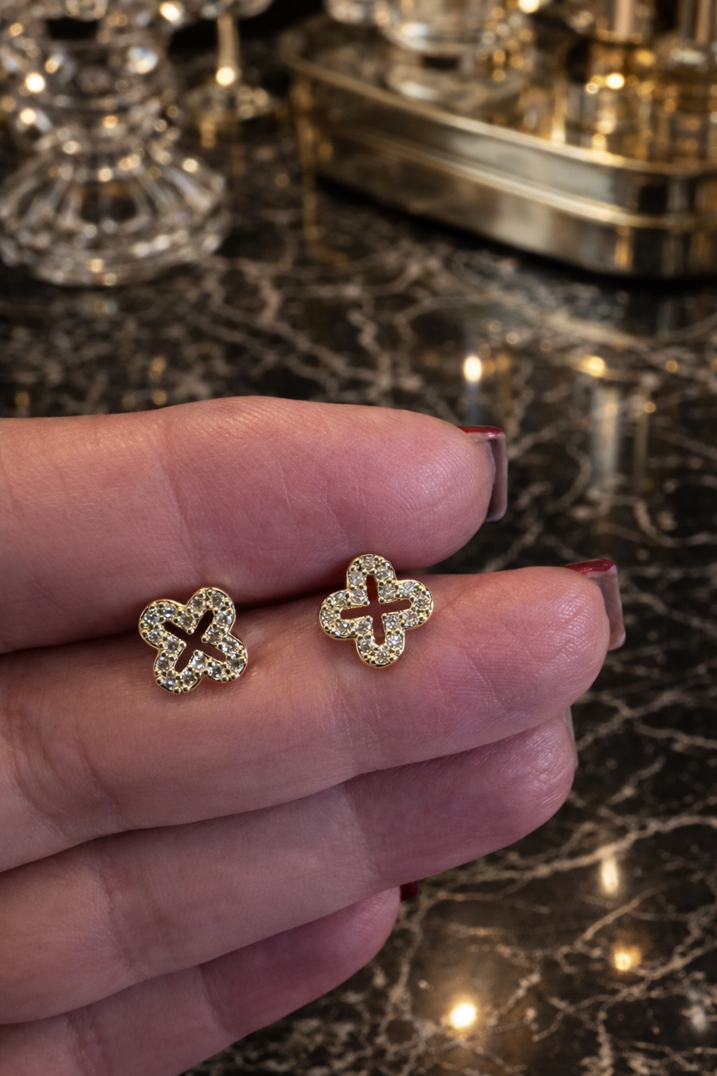 Hadassah Mini Clover Huggie Earrings