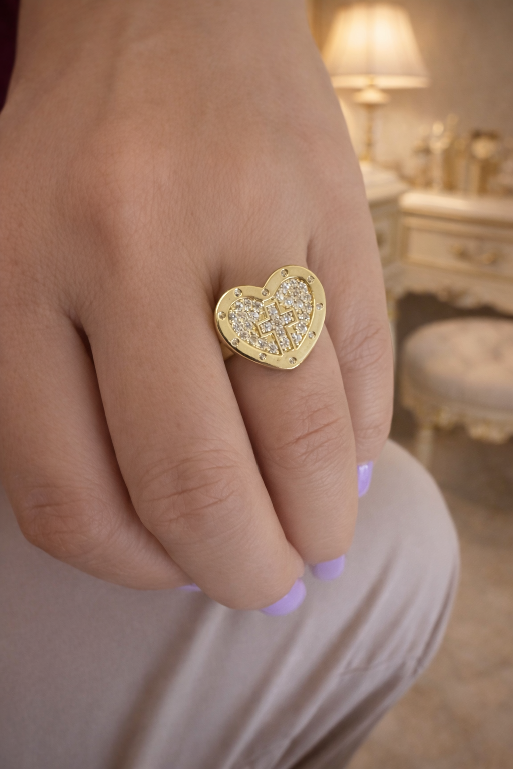 Divina Heart Cross Ring