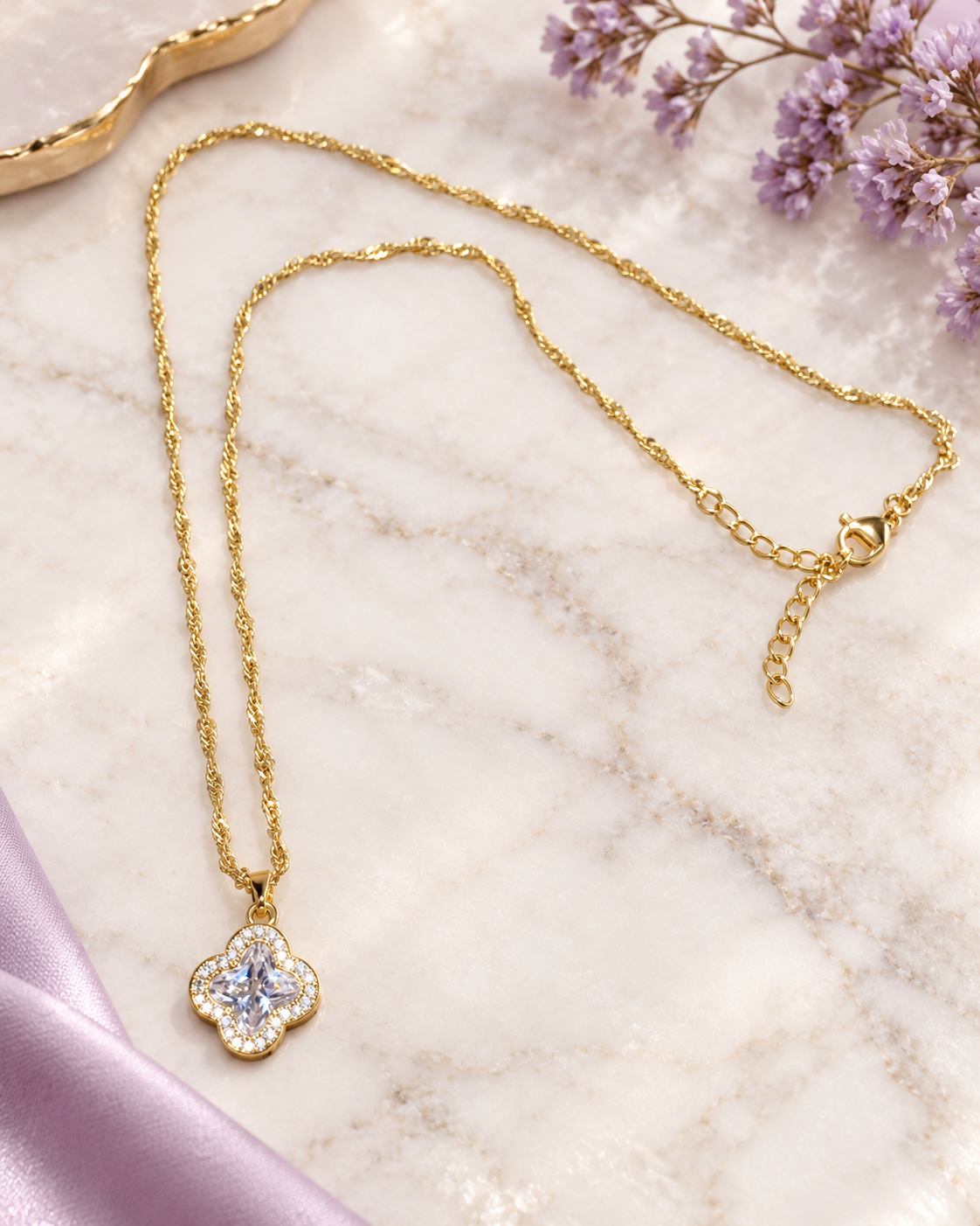 Celeste Crystal Clover Necklace