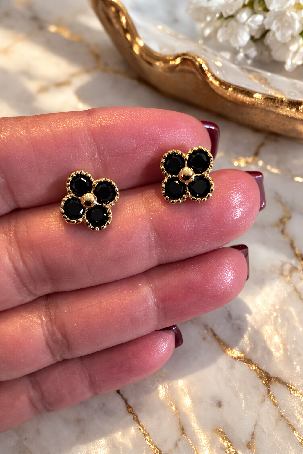 Hadassah Mini Clover Huggie Earrings