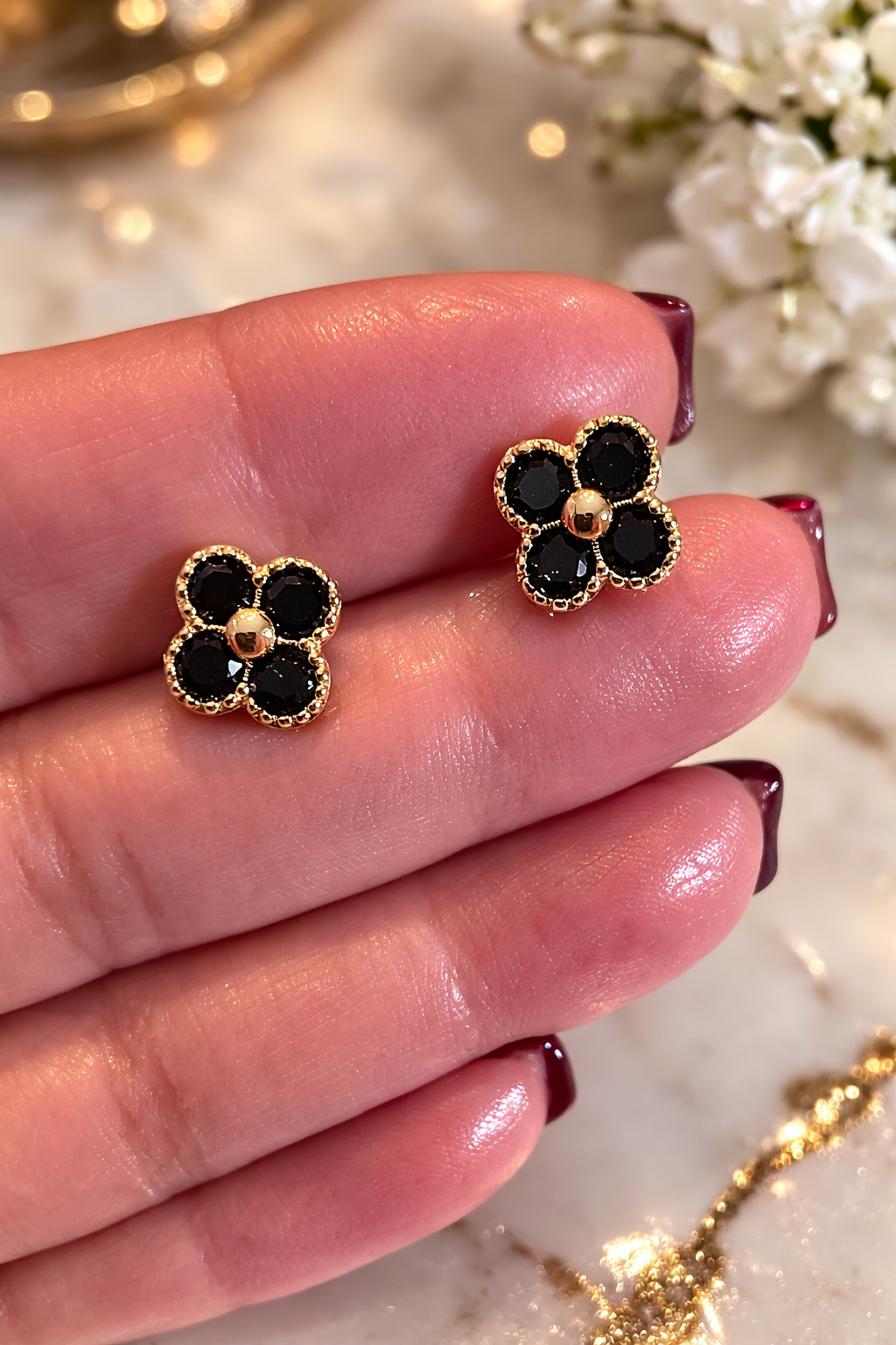 Hadassah Mini Clover Huggie Earrings