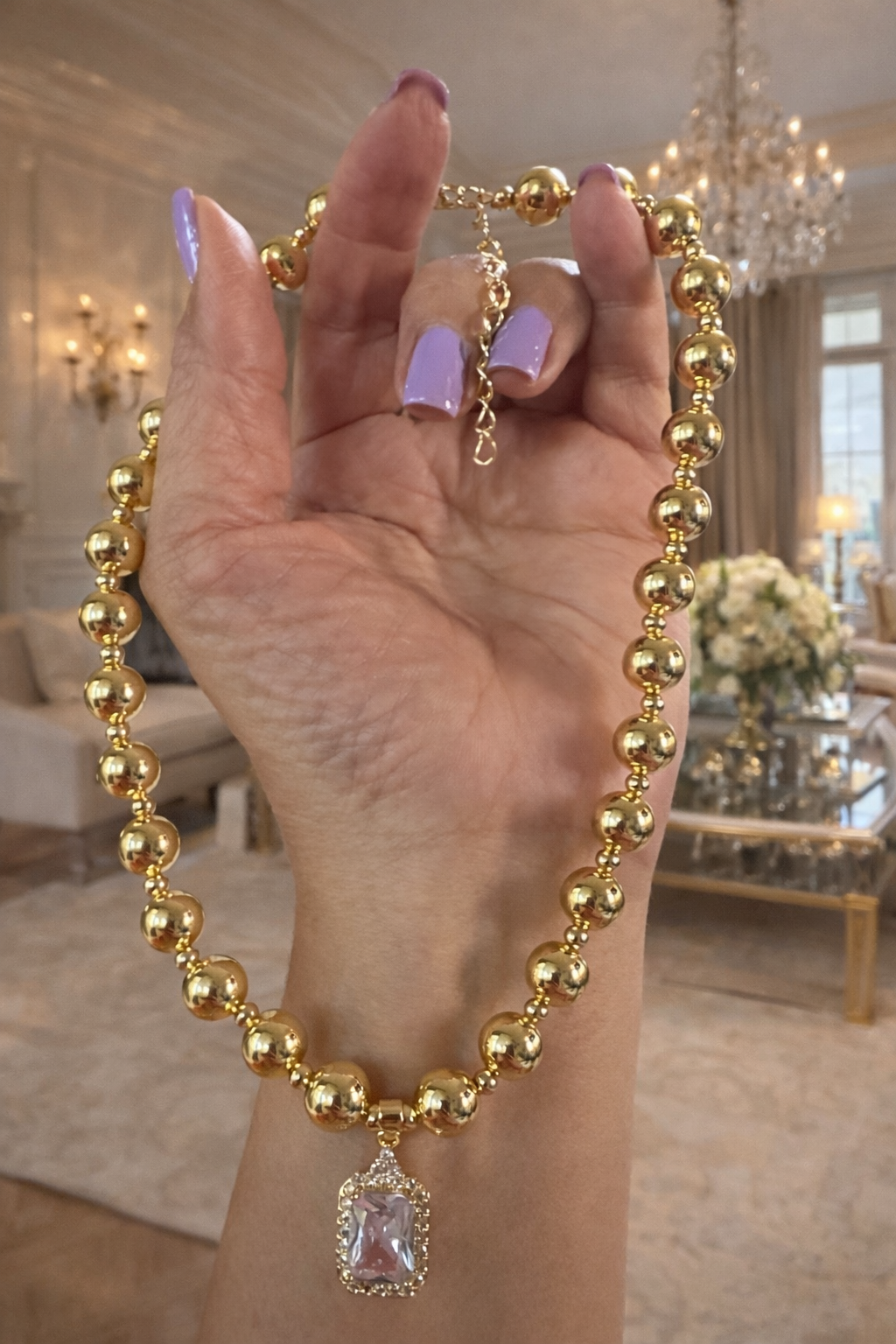 Valéria Luxe Crystal Tag Necklace