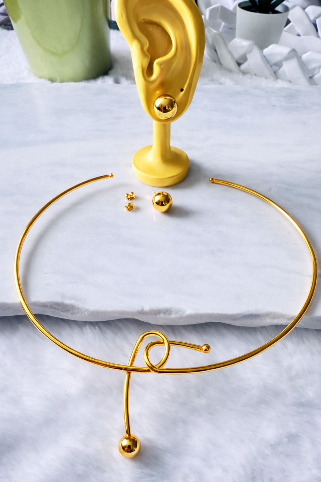 Zory Knot Detail Choker & Stud Earrings Set