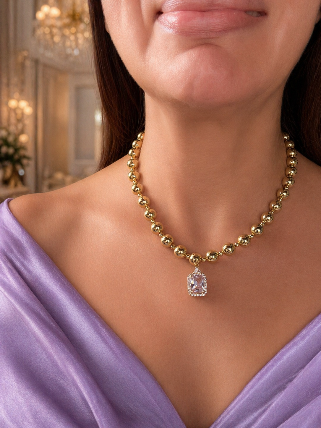 Valéria Luxe Crystal Tag Necklace