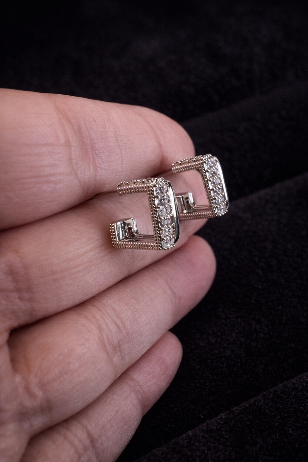 Keziah Square Sparkle Huggie Earrings