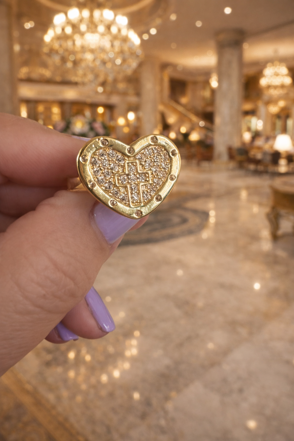 Divina Heart Cross Ring