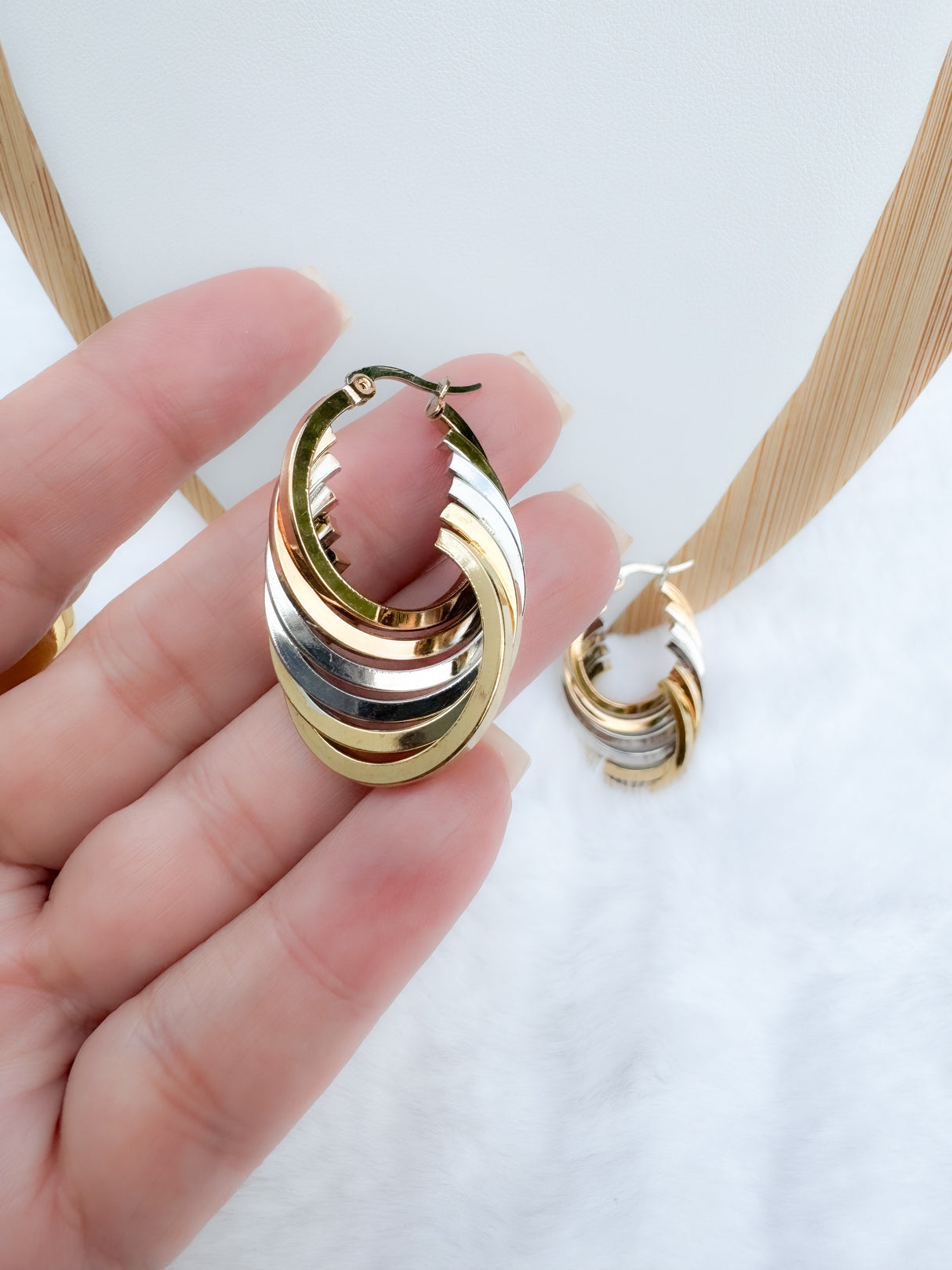 3 color hoops - Stainless steel earrings
