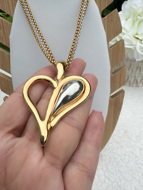 Tra-La-Ra bi-color heart necklace