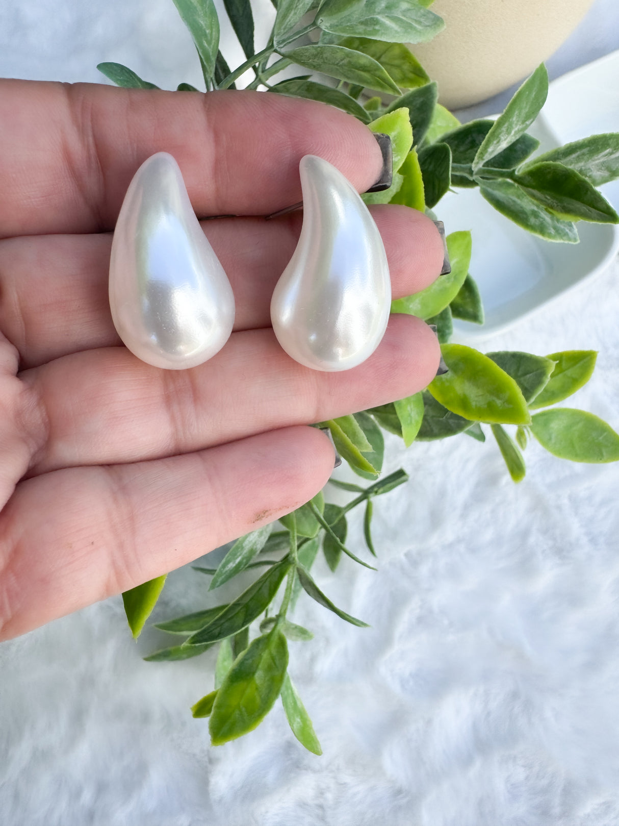 Christine (white teardrops) earrings