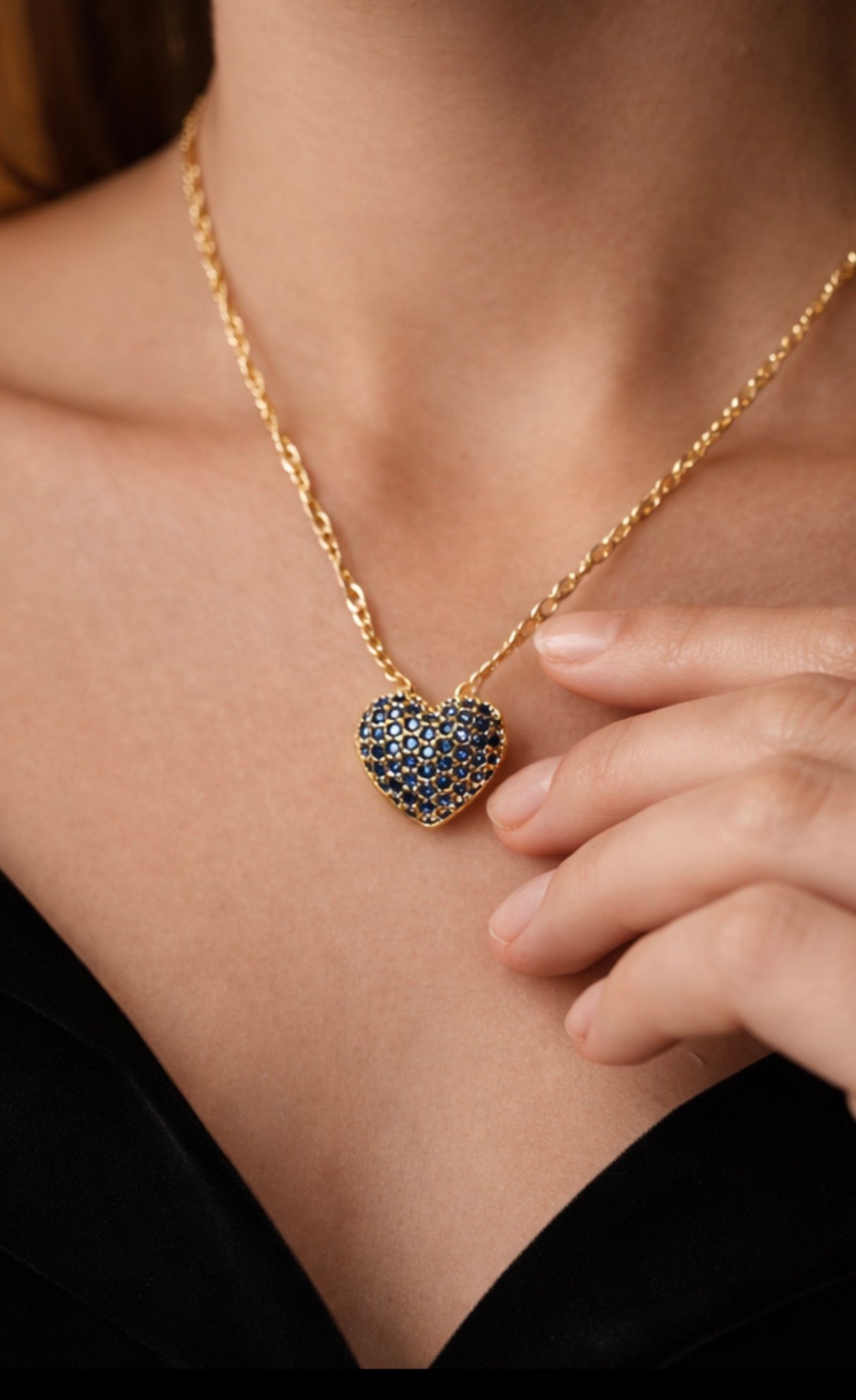 Leah Blue Heart Adjustable Necklace