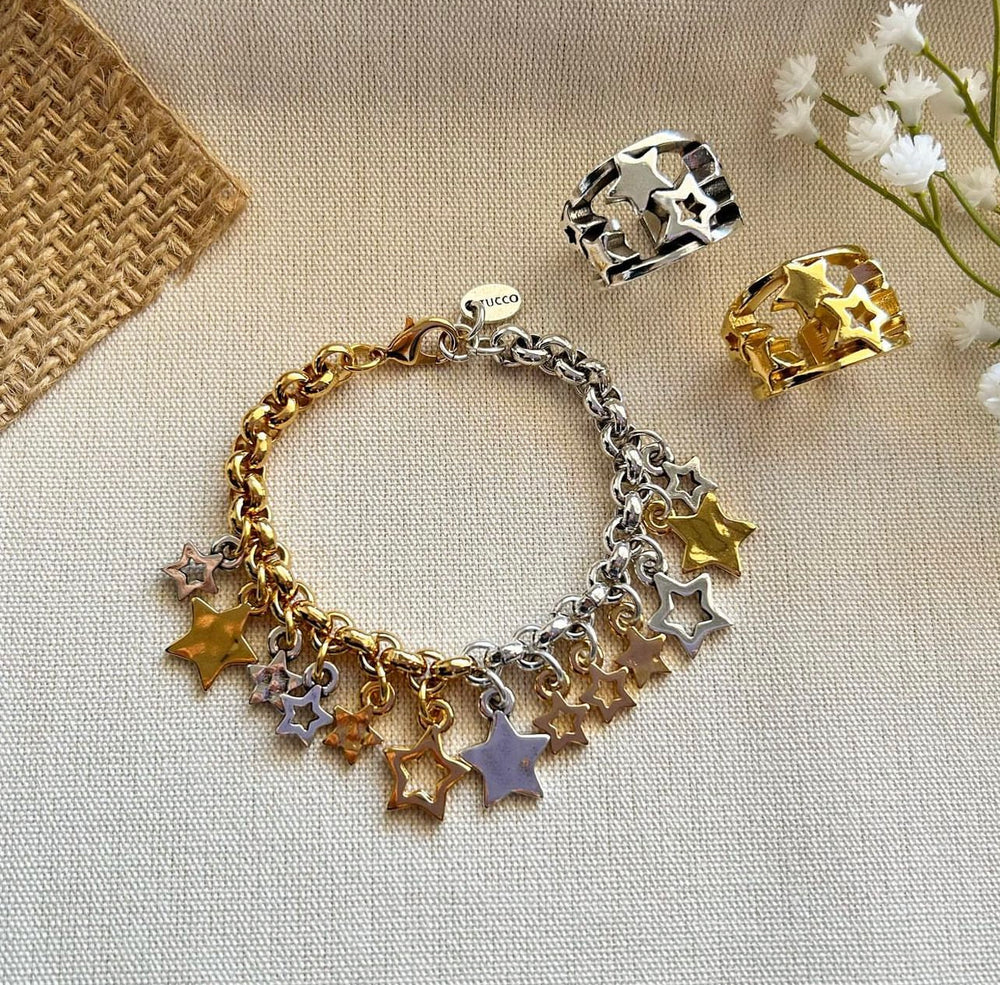 Tucco Bracelet bi-color stars charms