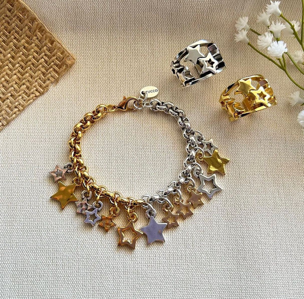 Tucco Bracelet bi-color stars charms