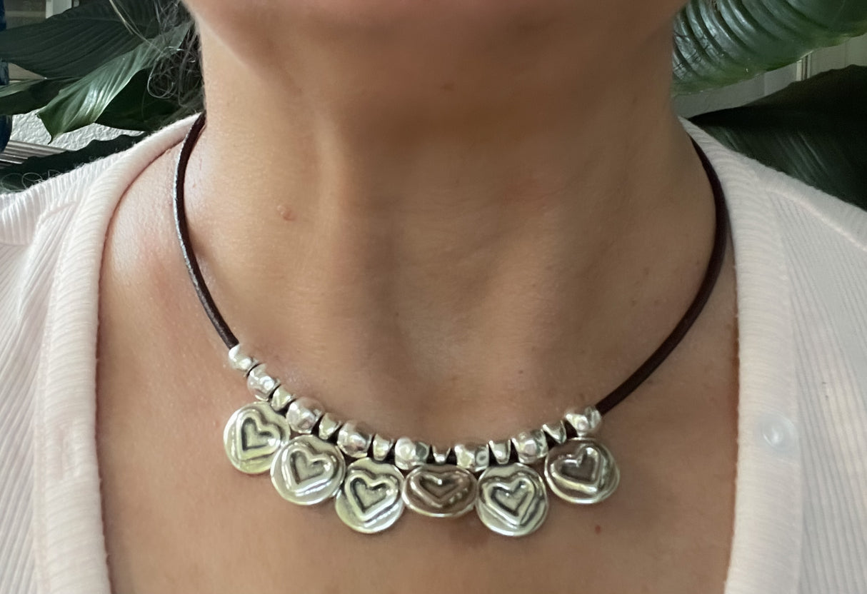 Leather necklace made by Andrea's Designer