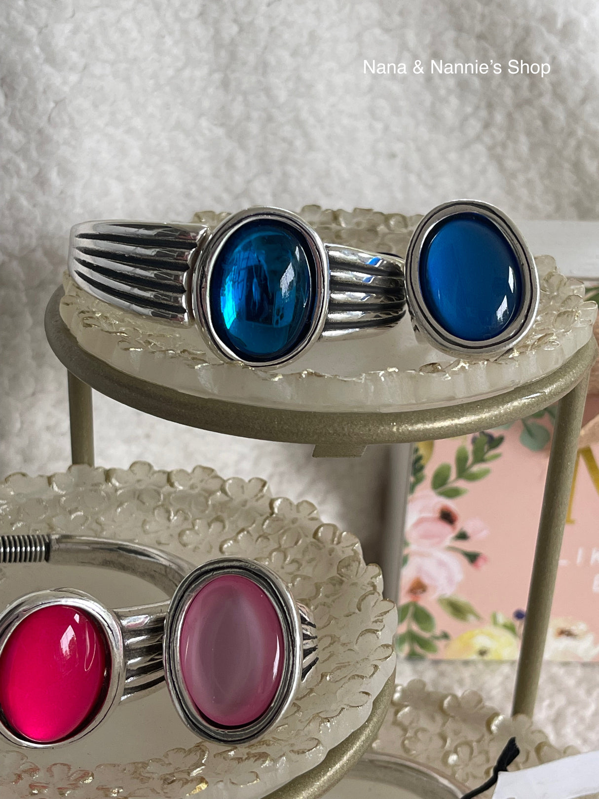 Oval stone bangle by Andrea's Designer