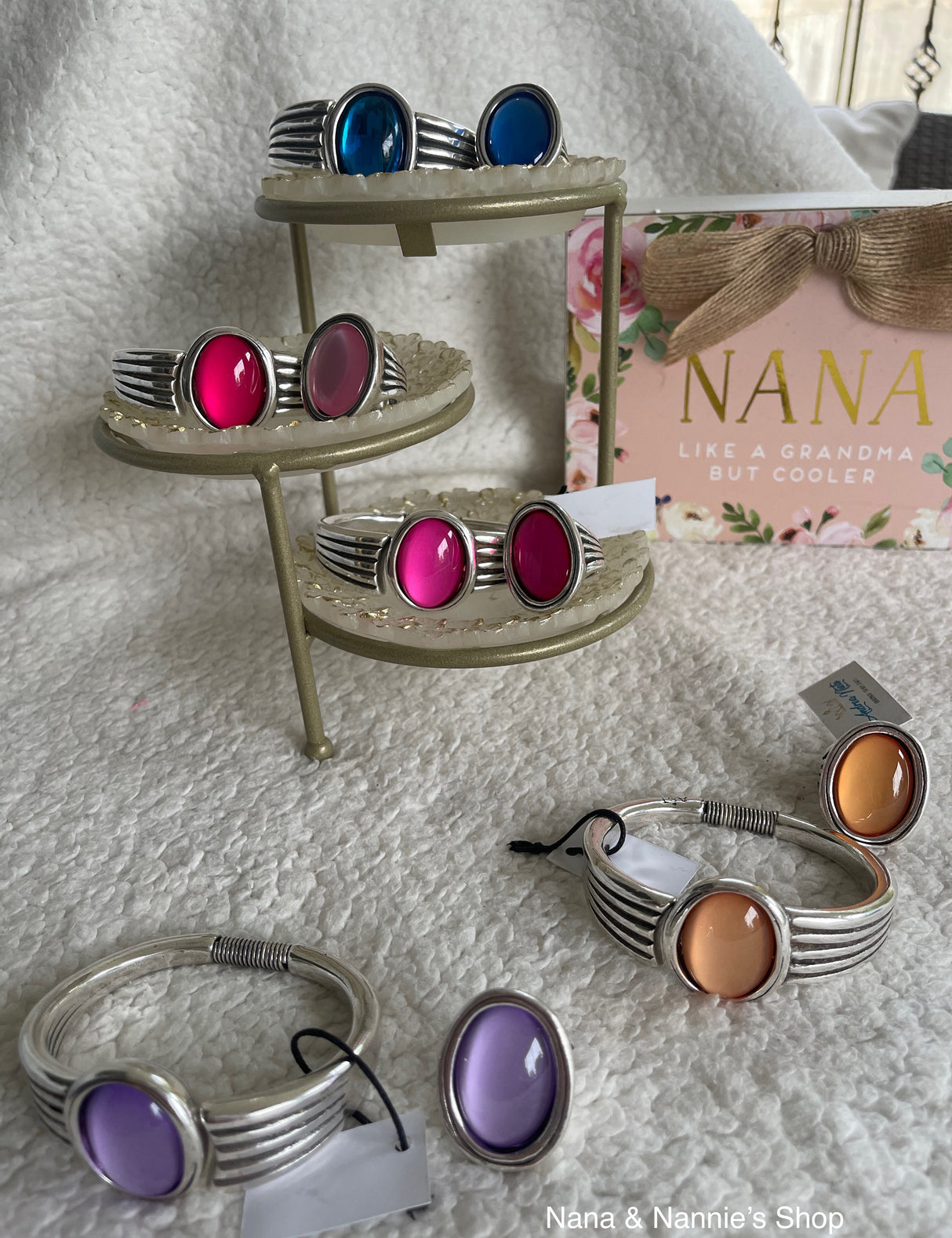 Oval stone bangle by Andrea's Designer