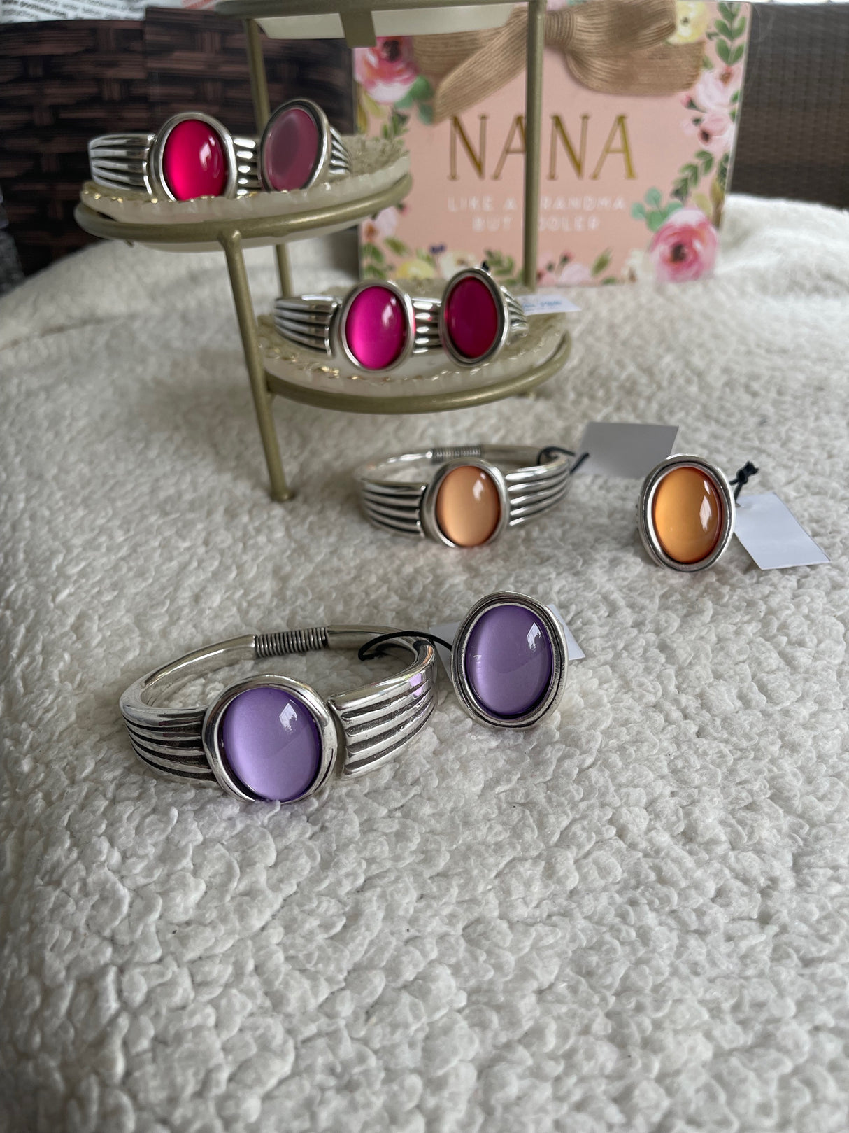 Oval stone bangle by Andrea's Designer