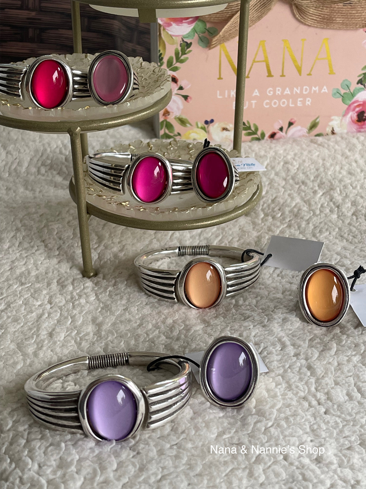 Oval stone bangle by Andrea's Designer