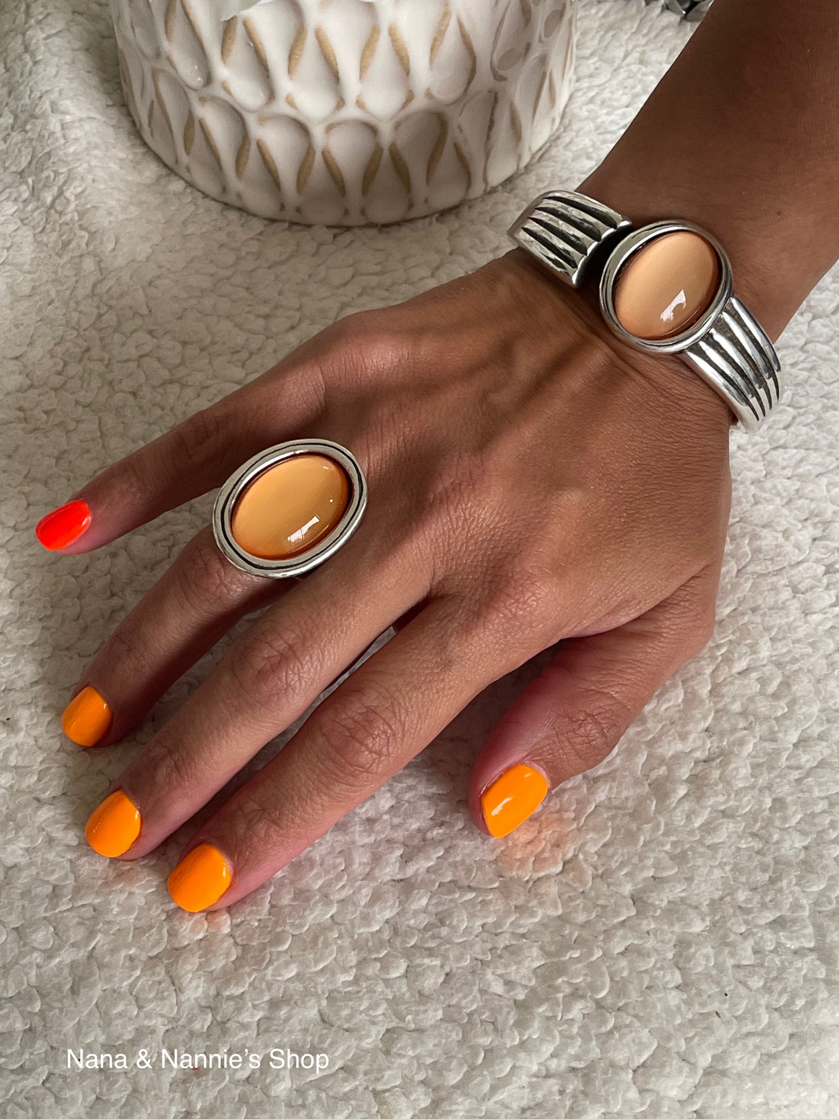 Oval stone bangle by Andrea's Designer