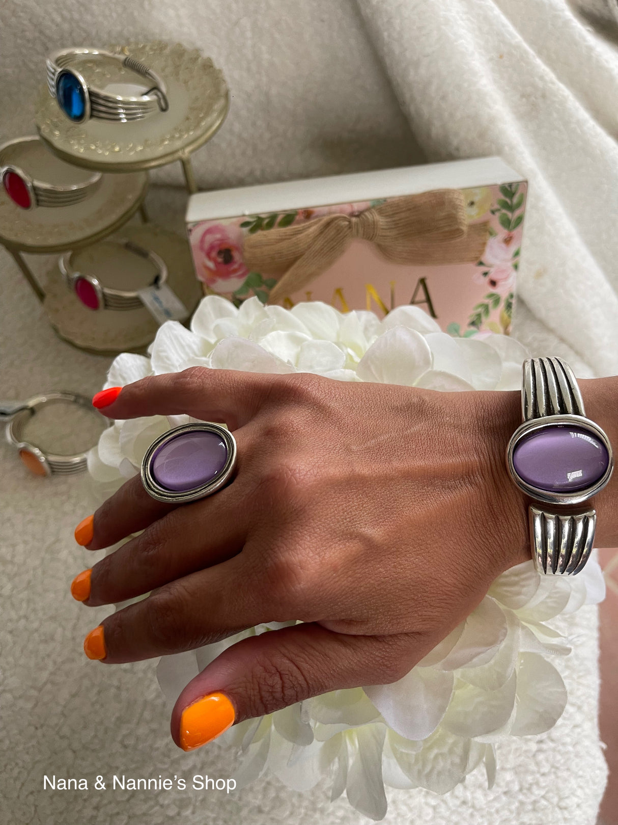 Oval stone bangle by Andrea's Designer