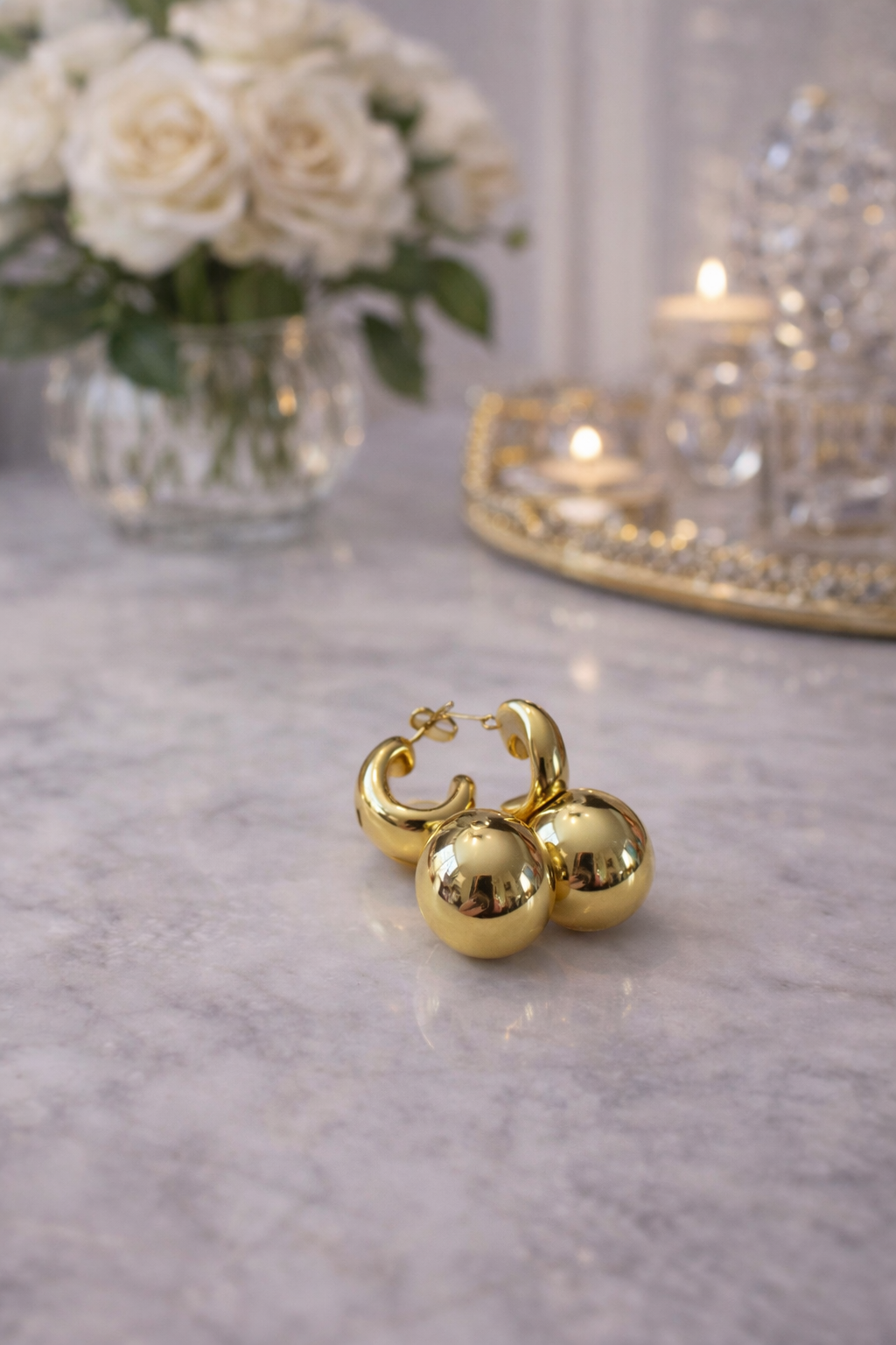 Ruth sphere hoop earrings