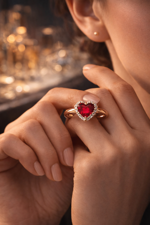 Scarlet Glow Heart Ring