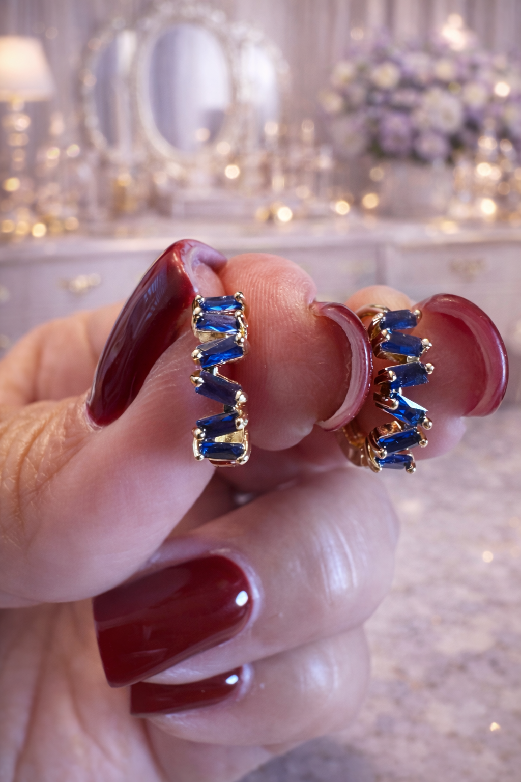 Keziah Blue Mini Huggie Earrings