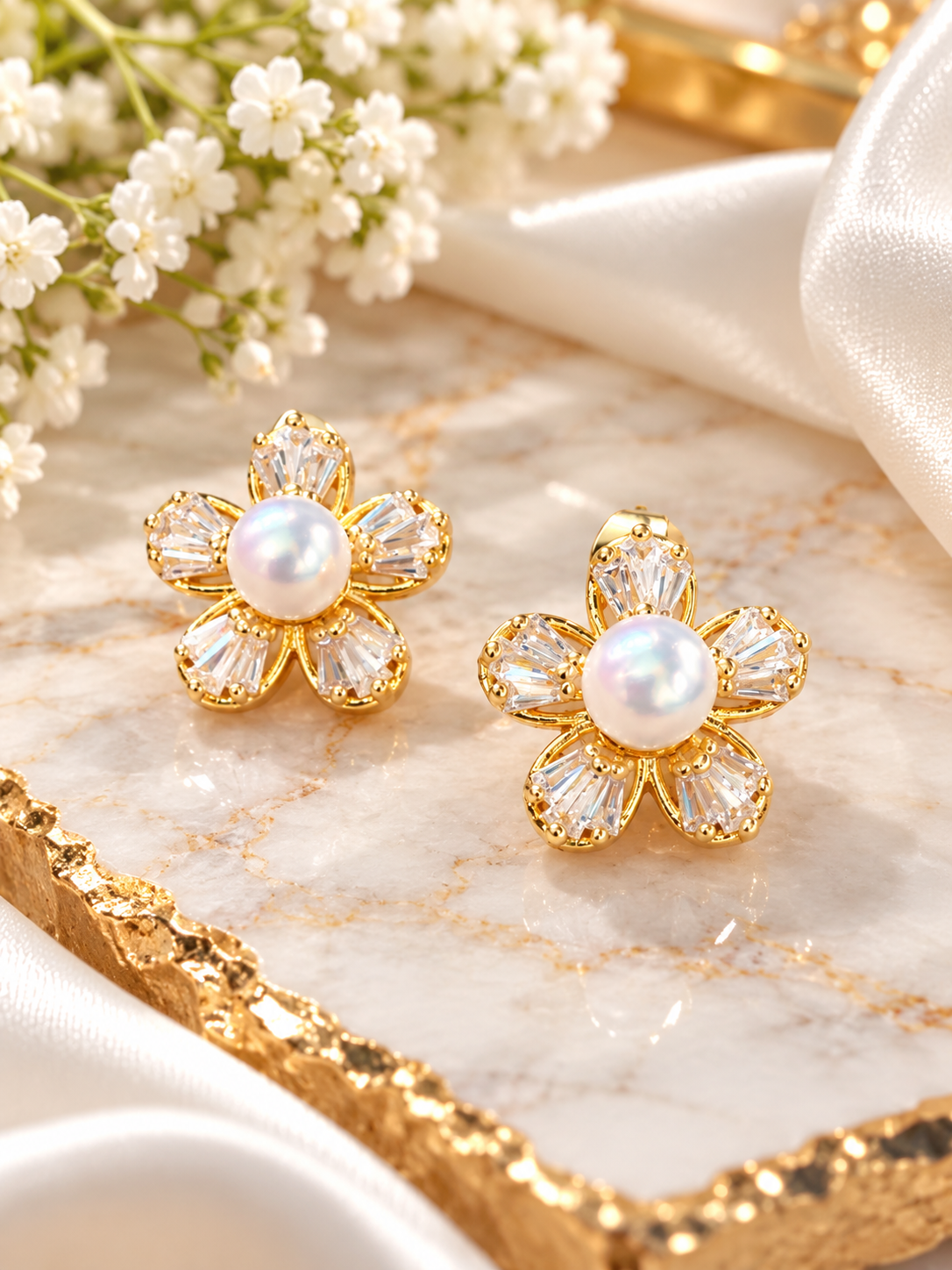 Flora Pearl Flower Earrings