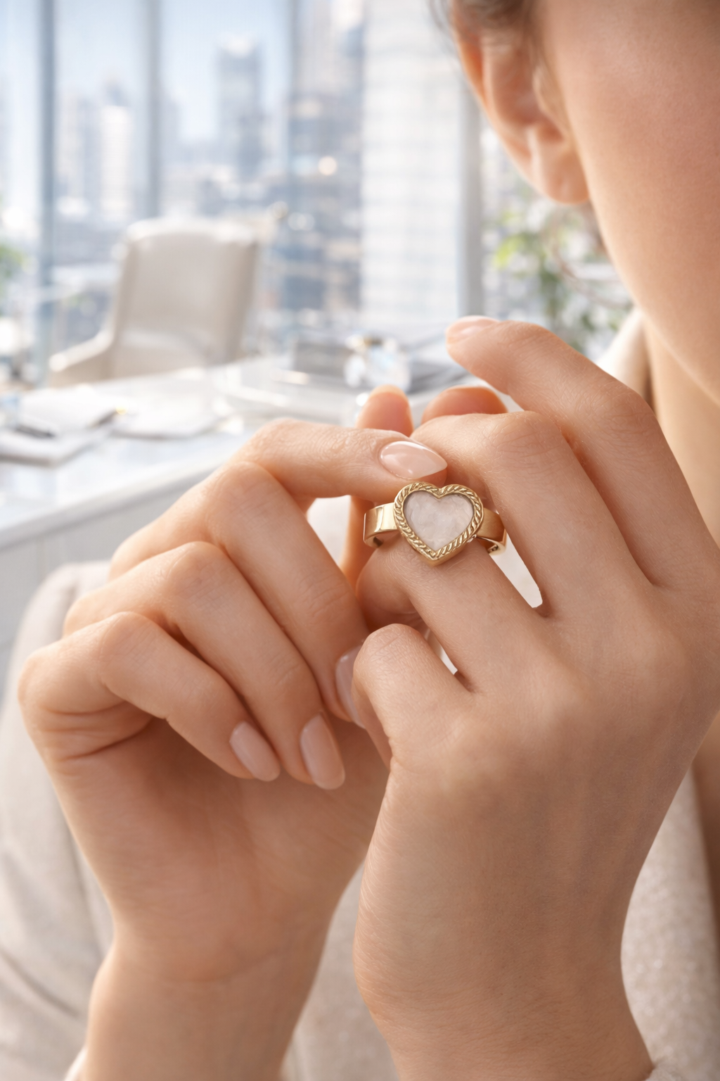 Amara Pearl Heart Ring