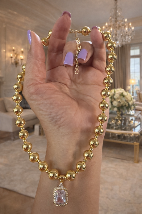 Valéria Luxe Crystal Tag Necklace