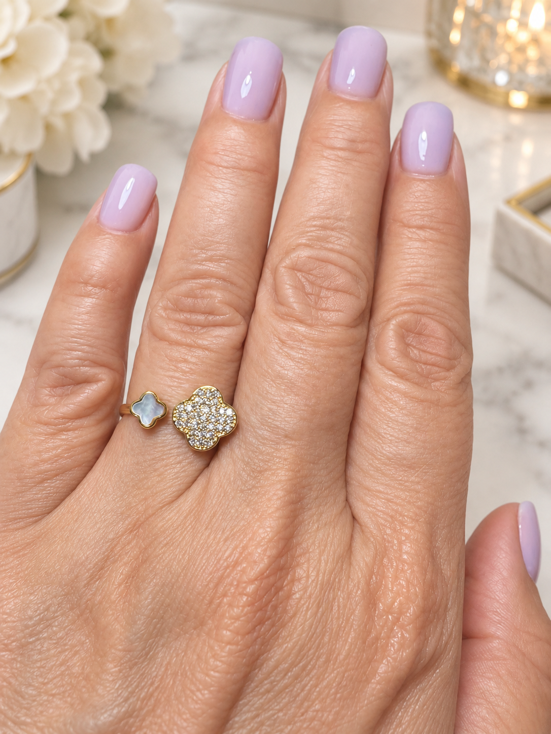 Noemi Double Clover Ring