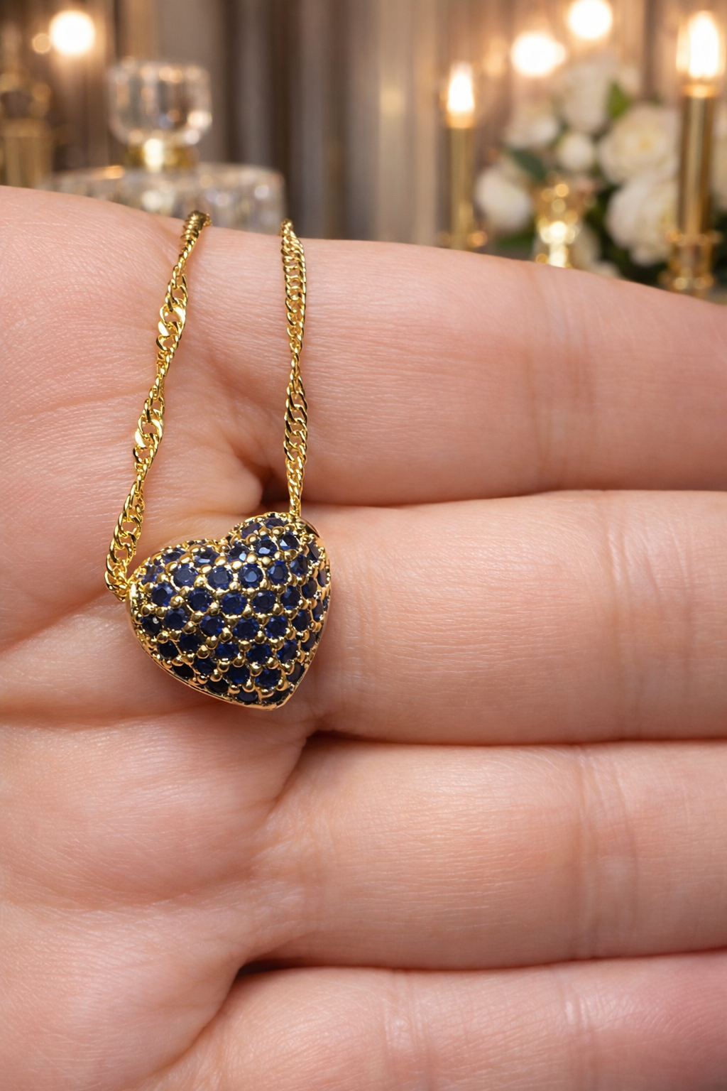 Leah Blue Heart Adjustable Necklace