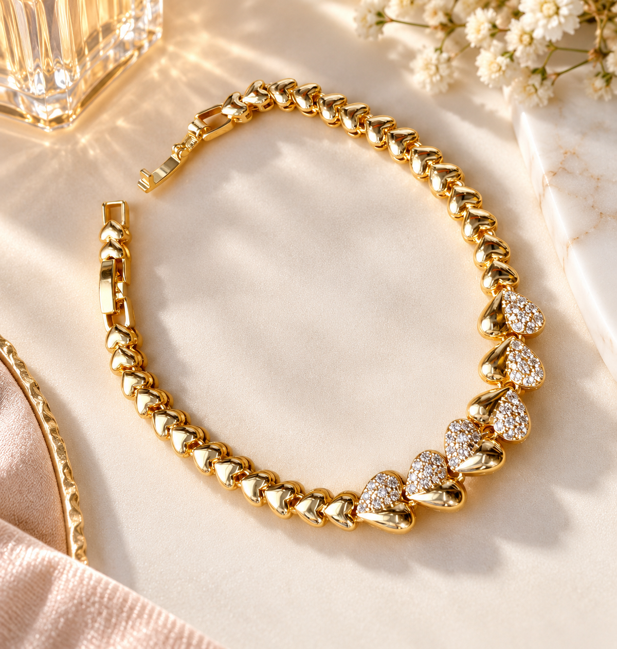 Golden Heartline Bracelet
