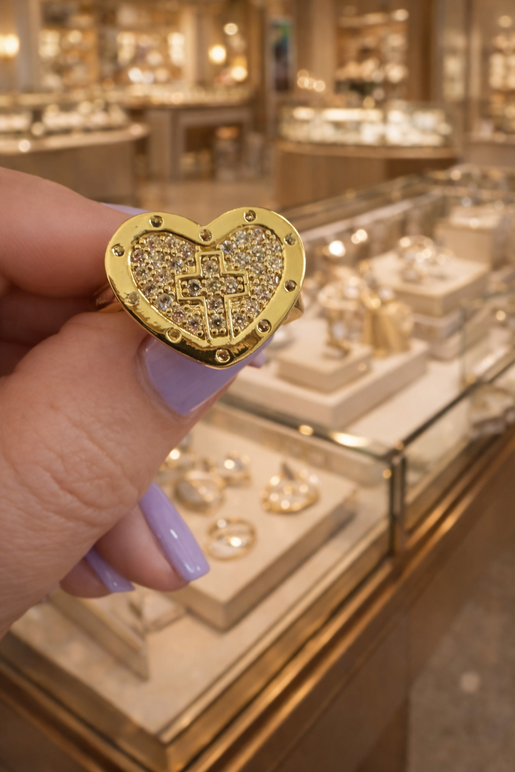 Divina Heart Cross Ring
