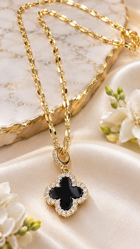 Noelle Black Clover Necklace