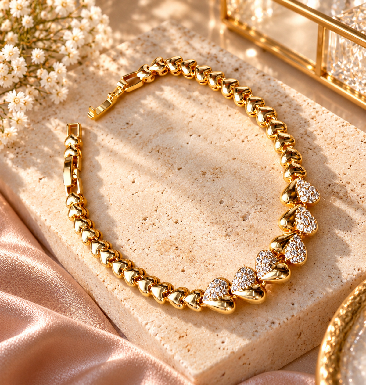 Golden Heartline Bracelet