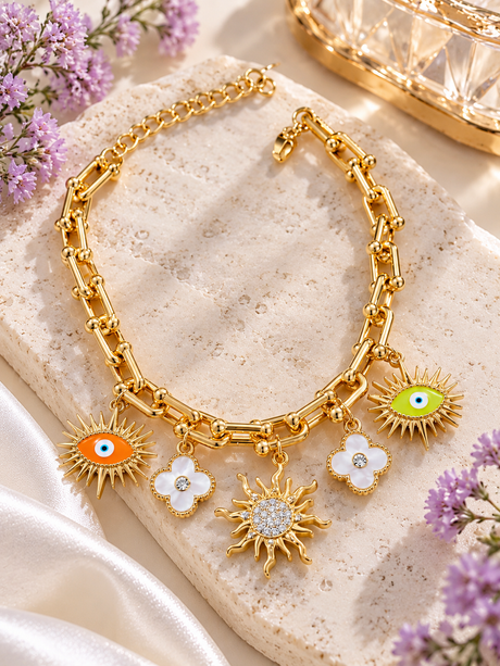 Solana Sun & Eye Charm Bracelet