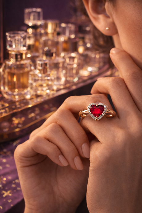 Scarlet Glow Heart Ring