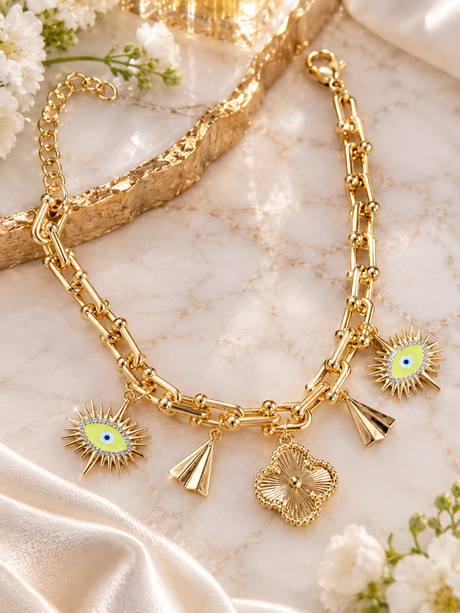 Sylvie Clover & Eye Charm Bracelet