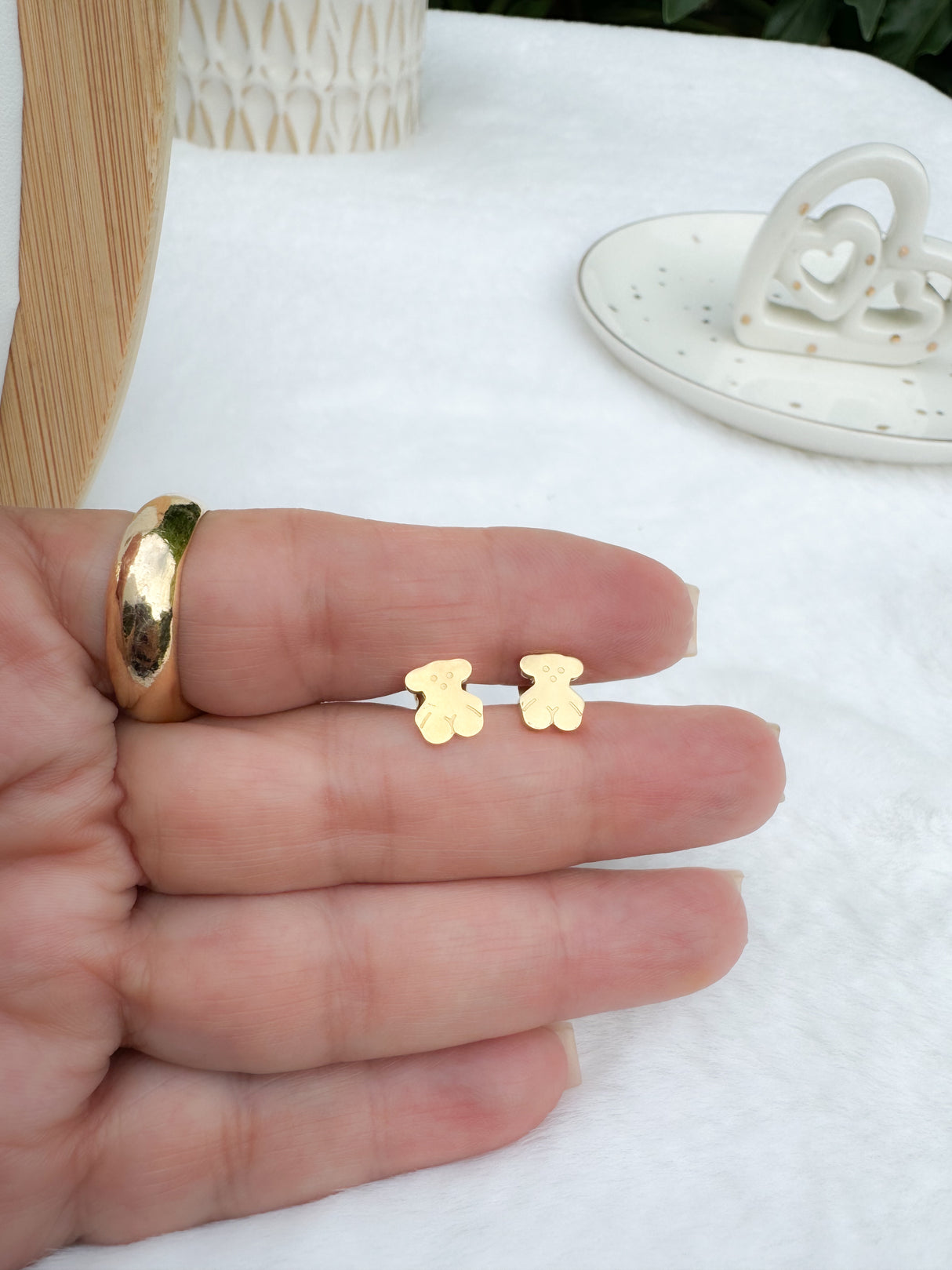 Bear 3-chain necklace & earrings