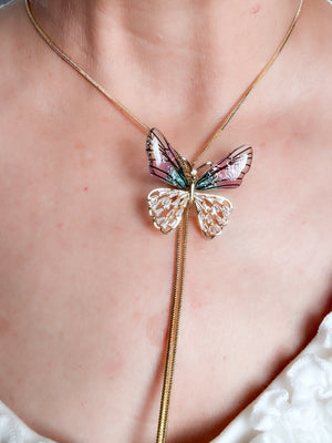 Butterfly Dreams Lariat Necklace - Adjustable