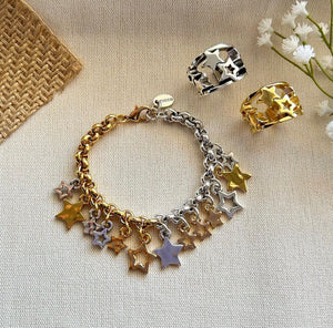 Tucco Bracelet bi-color stars charms
