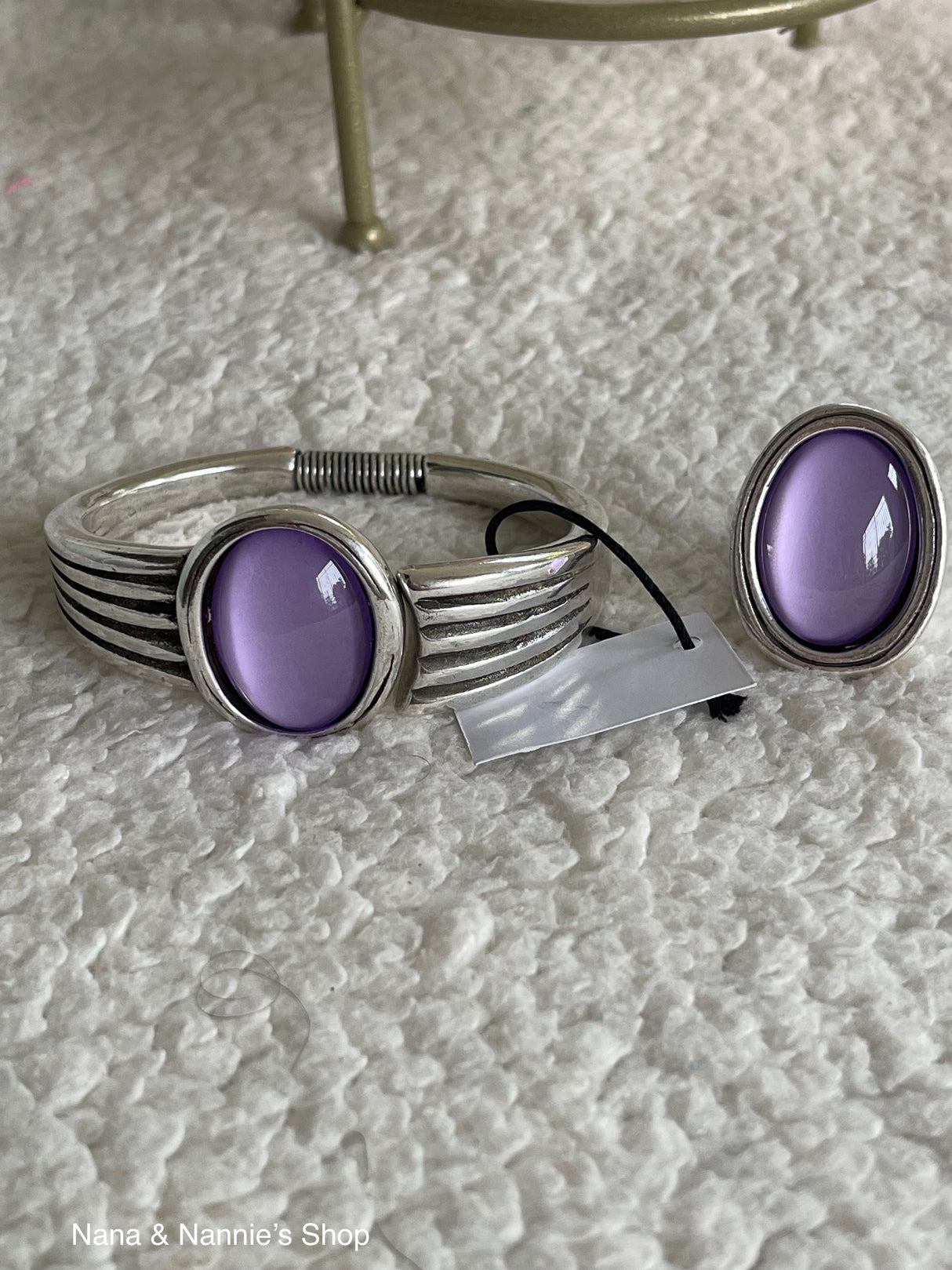 Oval stone bangle by Andrea's Designer