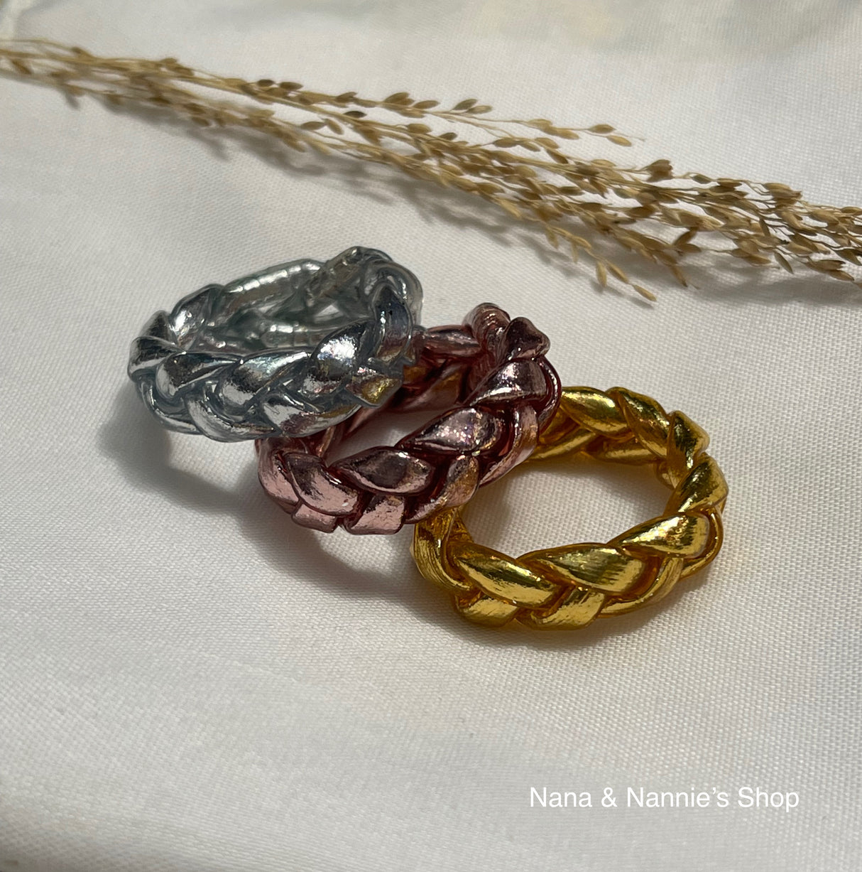 Bless thin ring & Bless braided ring