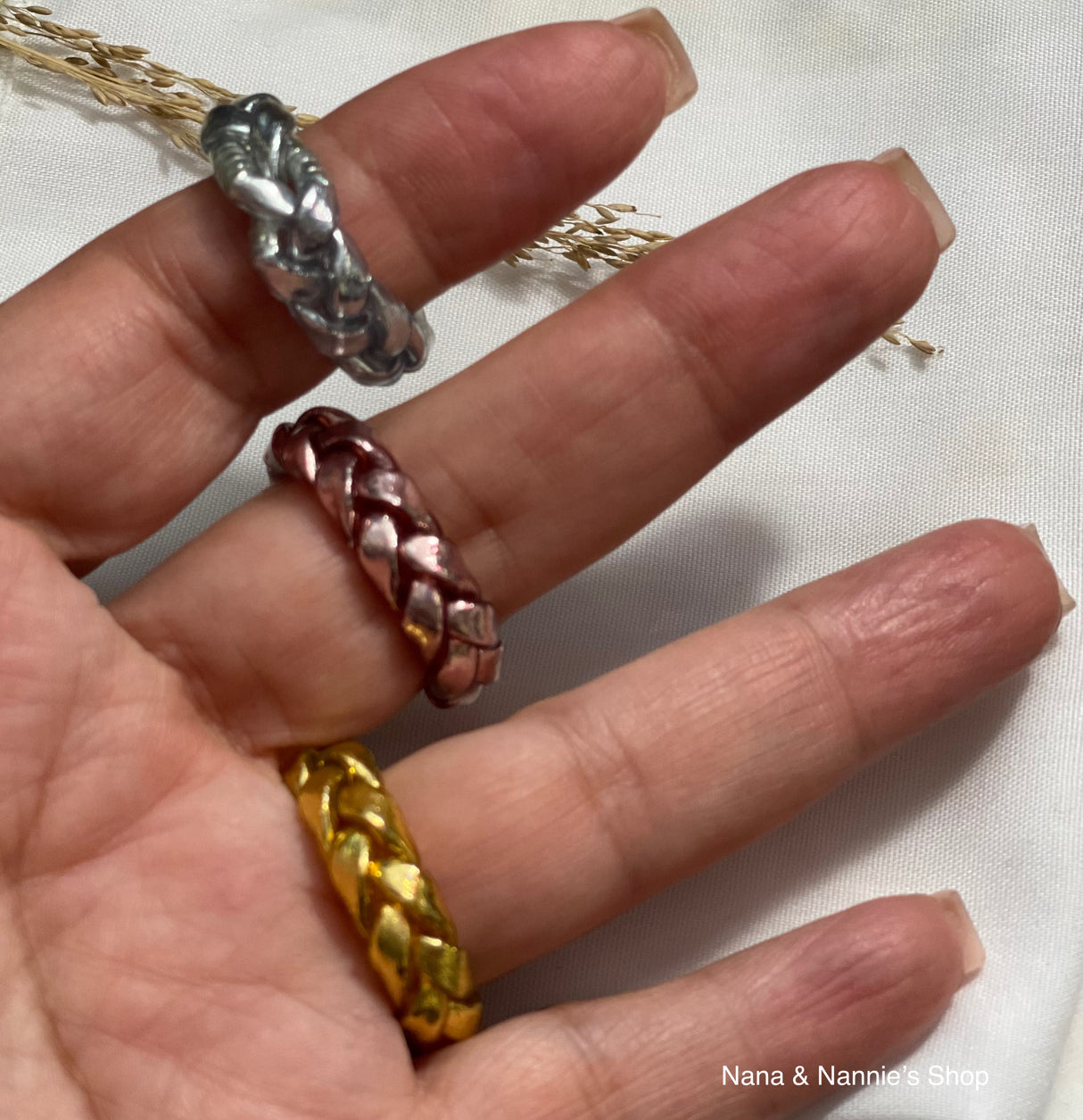 Bless thin ring & Bless braided ring